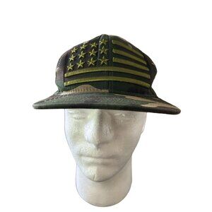 Camo Snapback Hat With 3D American Flag Embroidery